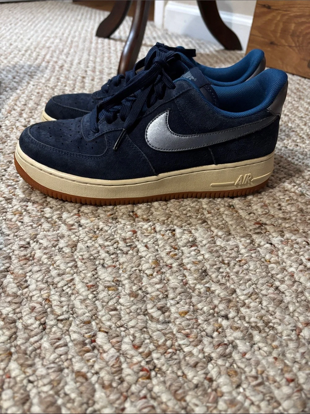 Nike sz 7.5 Air Force 1 Low ‘07 PRM Suede Midnight Navy Sneakers